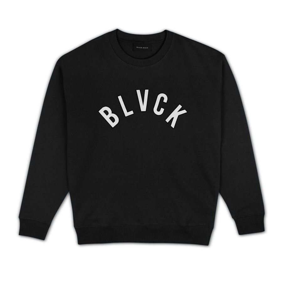 Men Black Scale Sweatshirts | Svuer Crewneck Sweater Black