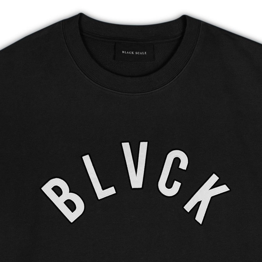 Men Black Scale Sweatshirts | Svuer Crewneck Sweater Black