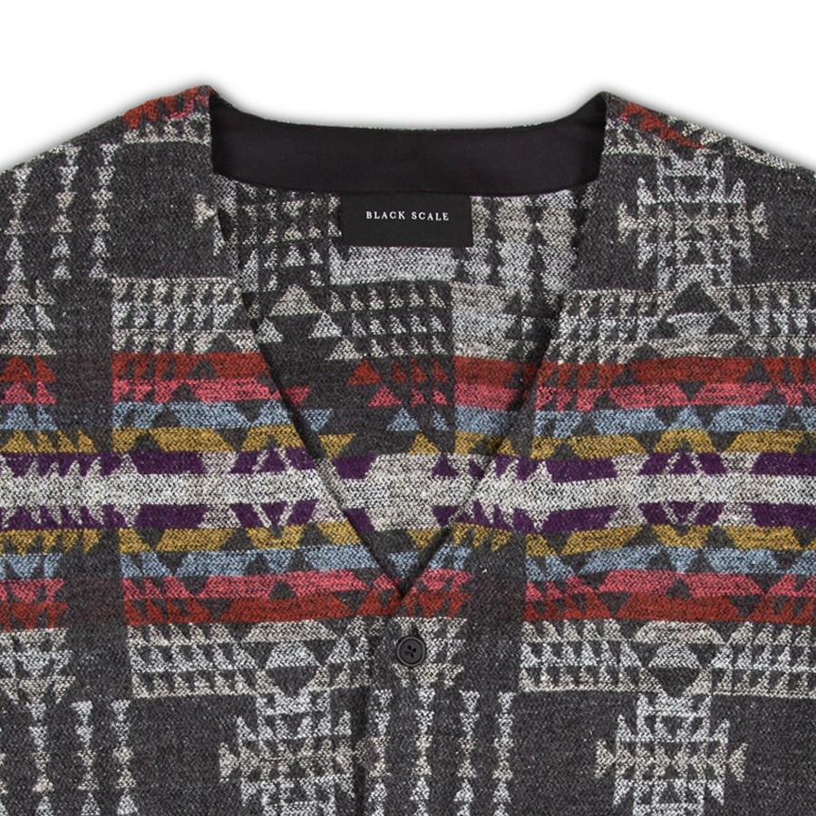 Men Black Scale Shirts & Tops | Fez Cardigan Gray