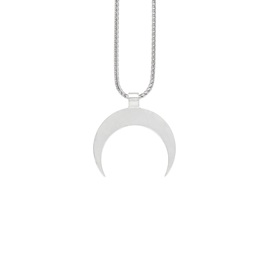 Men Black Scale Jewelry | Crescent Moon Necklace Sterling Silver