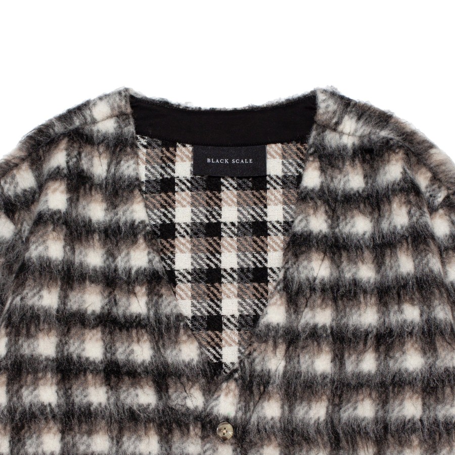 Men Black Scale Shirts & Tops | Mohair Cardigan Black/Cream