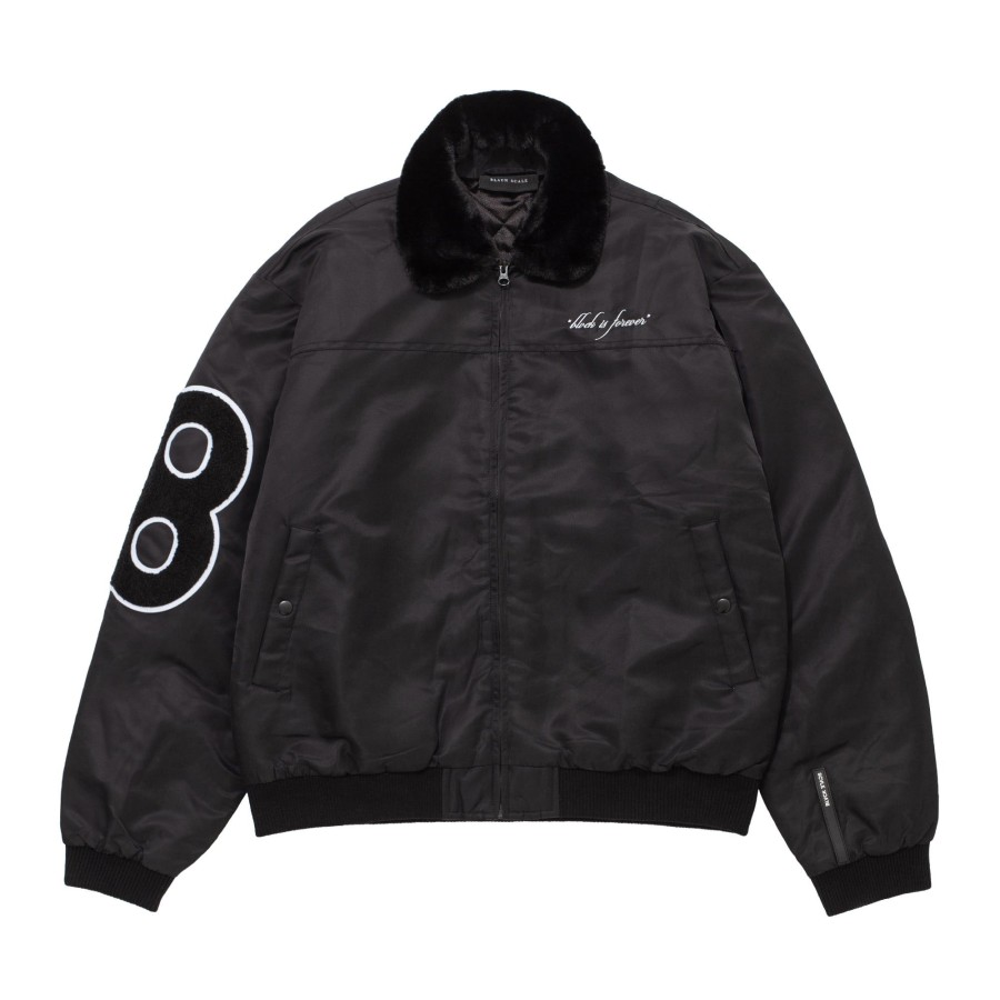 Men Black Scale Jackets | Sky Dweller Bomber Jacket Black