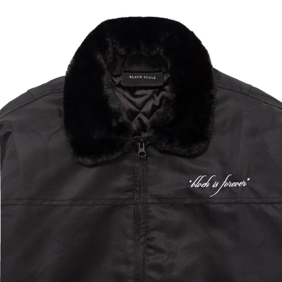 Men Black Scale Jackets | Sky Dweller Bomber Jacket Black