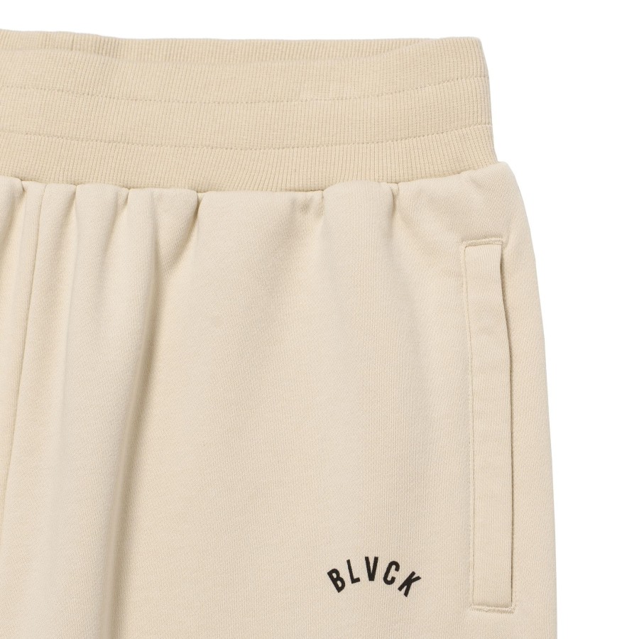 Men Black Scale Pants | French Terry Shorts Cream