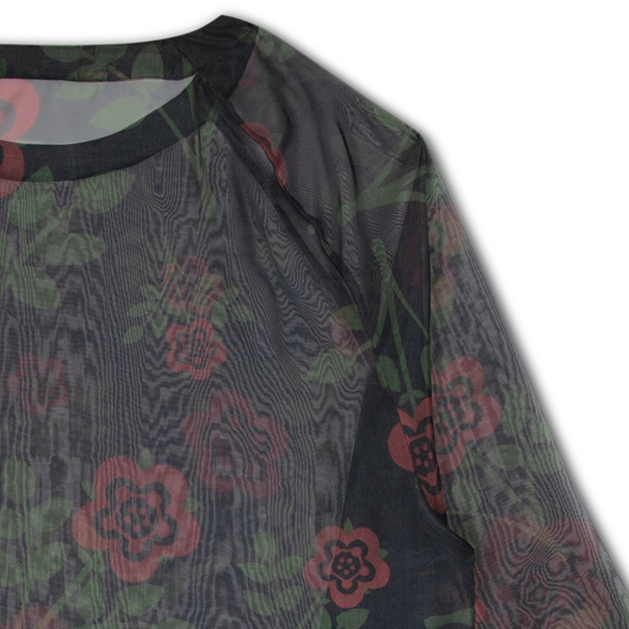 Men Black Scale Shirts & Tops | Aop Sheer Shirt