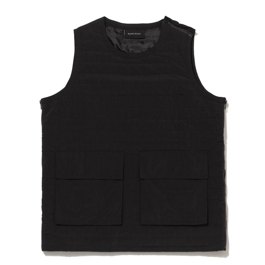 Men Black Scale Jackets | Tech Pullover Vest Black