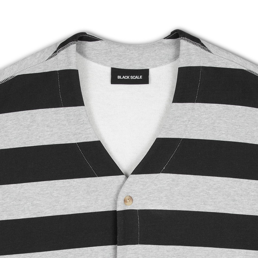 Men Black Scale Shirts & Tops | Bs Striped Cardigan Black/Grey