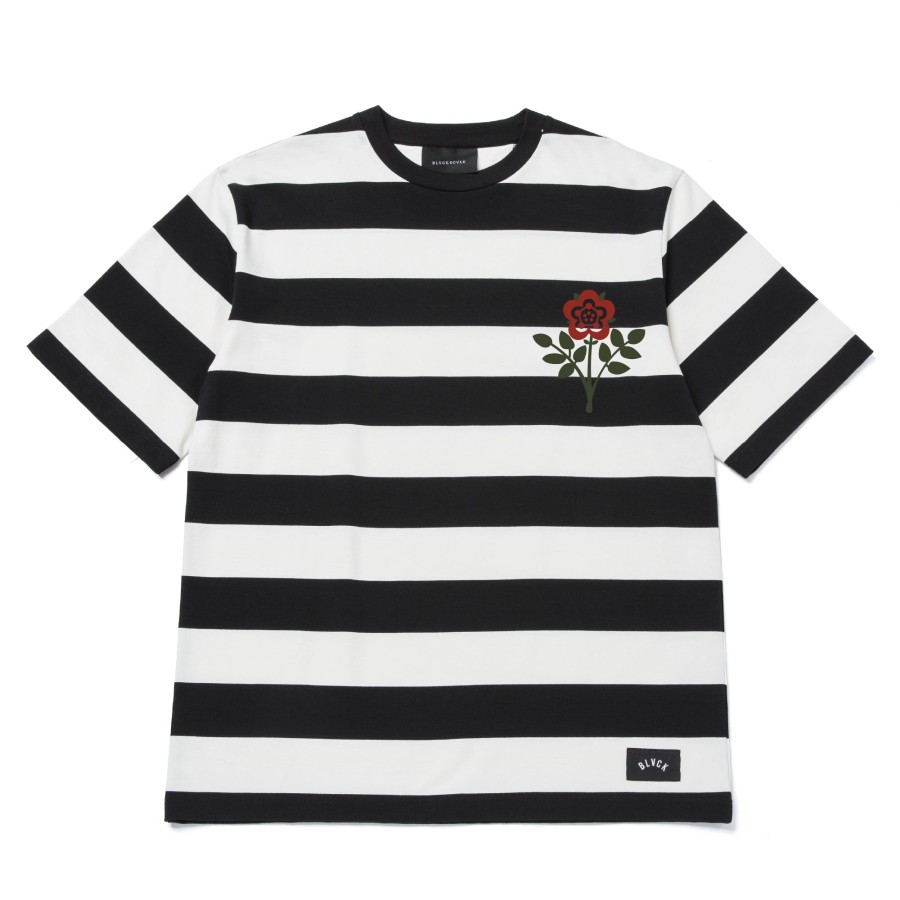 Men Black Scale T-Shirts | Absence Of Desire Stripe C/S S/S Tee