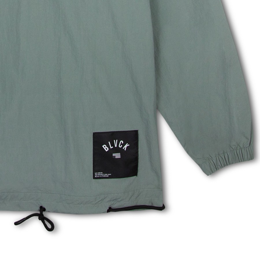 Men Black Scale Shirts & Tops | Nylon Pullover Crewneck Olive Sage