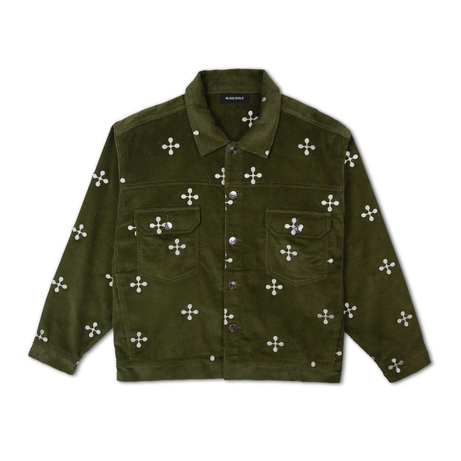 Men Black Scale Jackets | Le-Nox Corduroy Jacket Wasabi