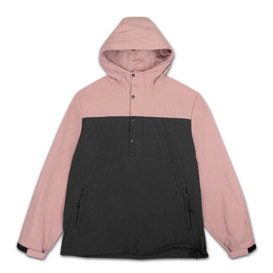 Men Black Scale Jackets | Mercenary Hooded Anorak Rose Clay/Gunmetal