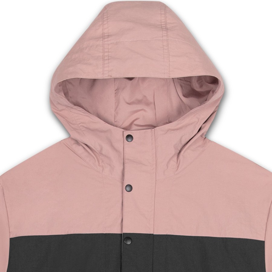 Men Black Scale Jackets | Mercenary Hooded Anorak Rose Clay/Gunmetal