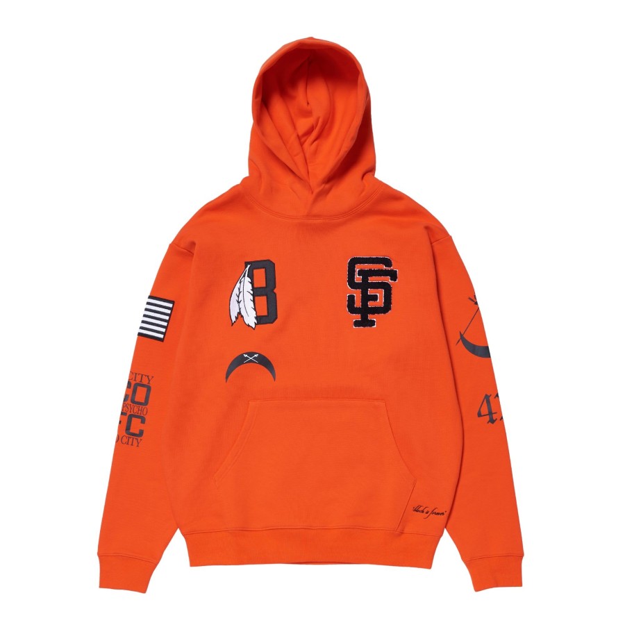 Men Black Scale Sweatshirts | Sucka Free Hooded Sweatshirt Orange