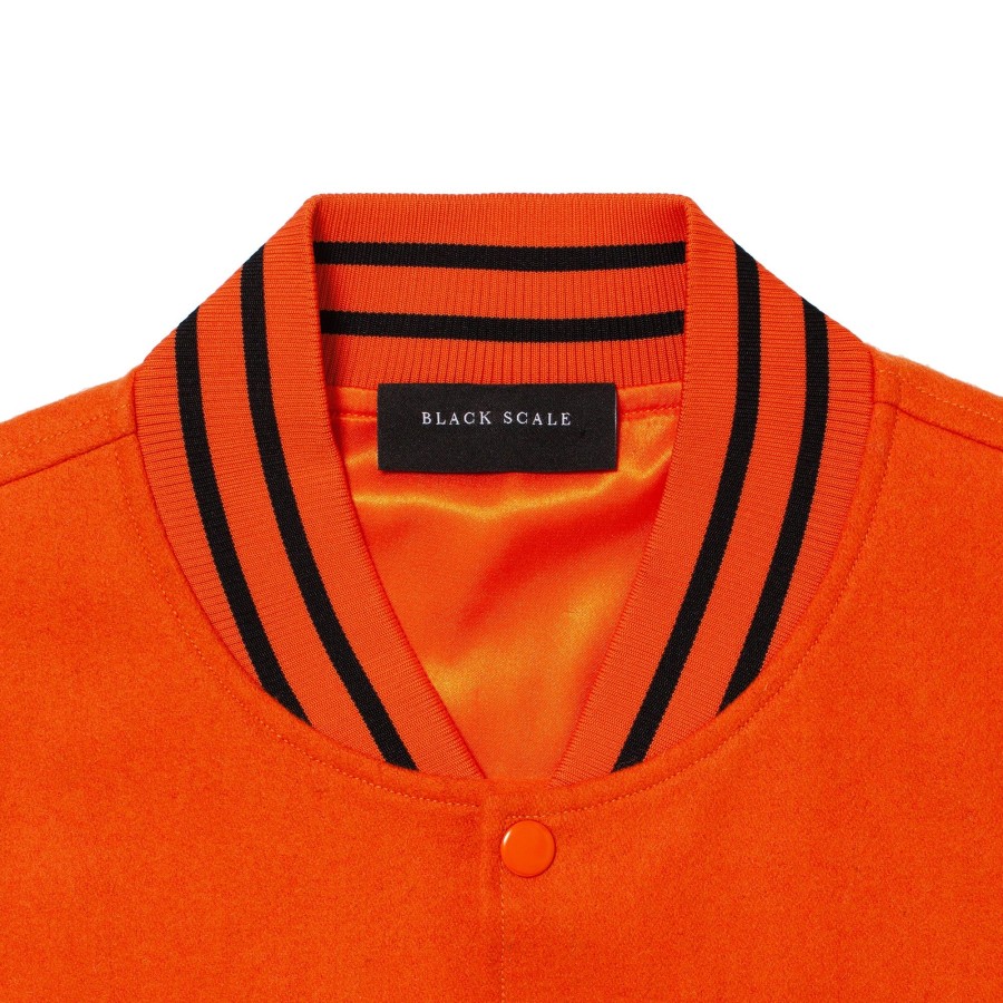 Men Black Scale Jackets | Sf Varsity Jacket Orange