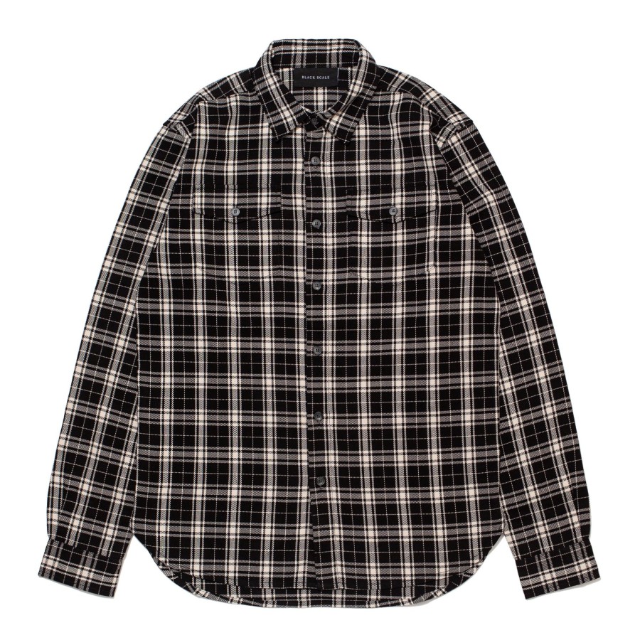 Men Black Scale Shirts & Tops | Raven L/S Flannel Shirt Black