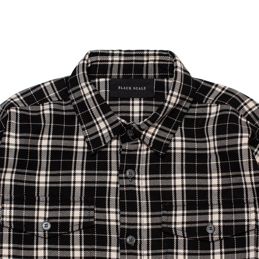 Men Black Scale Shirts & Tops | Raven L/S Flannel Shirt Black