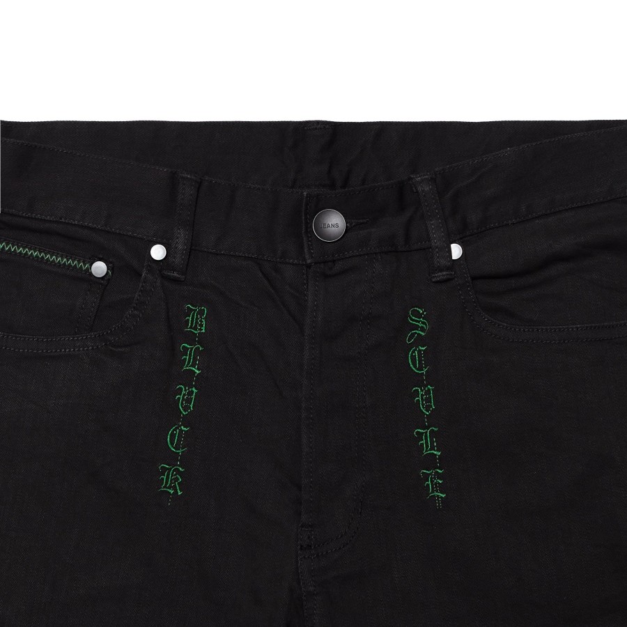 Men Black Scale Pants | Dlo Straight Leg Denim Pant Black