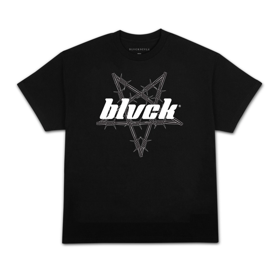 Men Black Scale T-Shirts | Barbed Wire Penta C/S S/S Tee Black