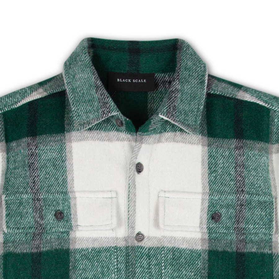 Men Black Scale Shirts & Tops | Nightshade Flannel Green