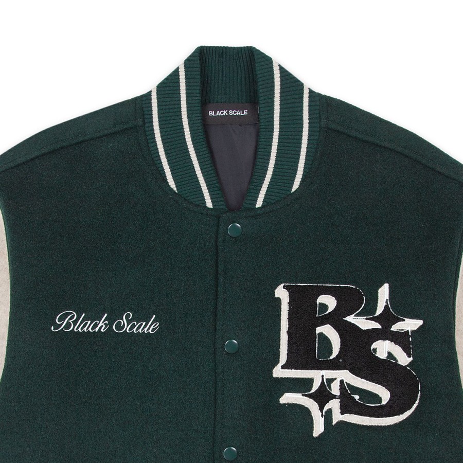 Men Black Scale Jackets | All Star Varsity Jacket Forest/Oatmeal