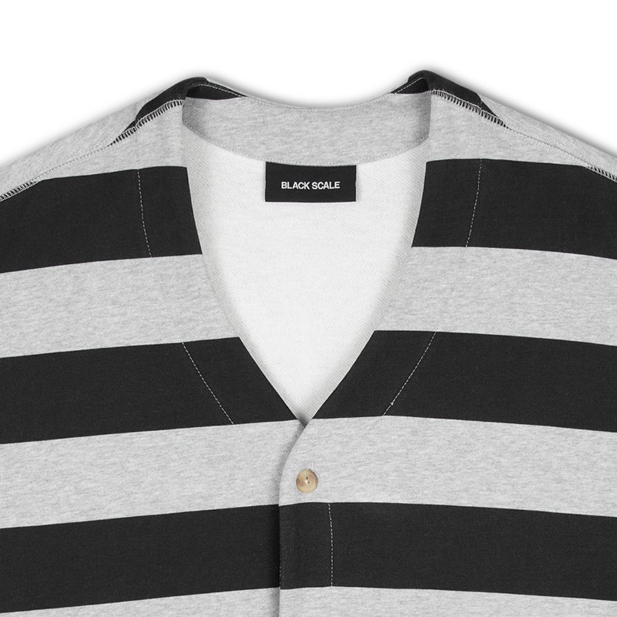 Men Black Scale Sweatshirts | Bs Striped Cardigan Black/Grey