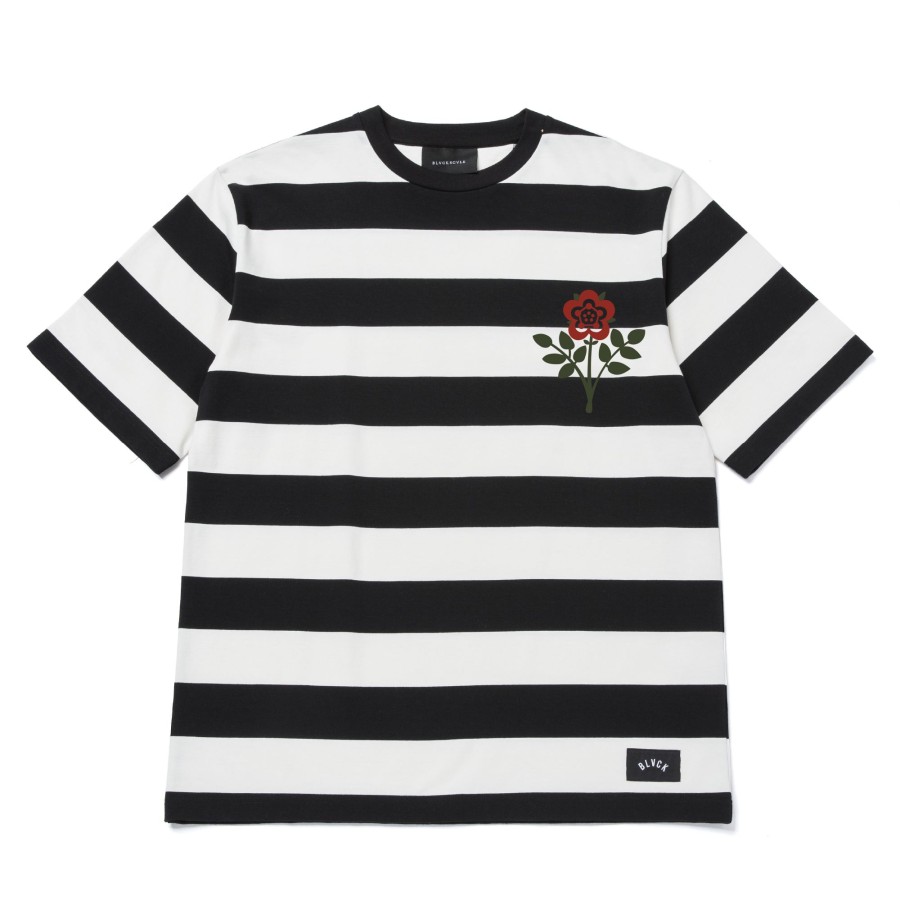 Men Black Scale Shirts & Tops | Absence Of Desire Stripe C/S S/S Tee