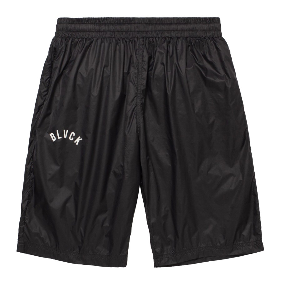 Men Black Scale Pants | Wet Nylon Shorts Black