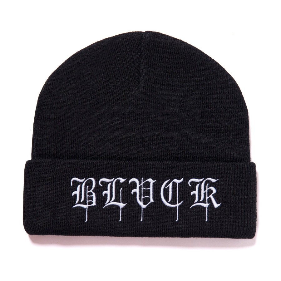 Men Black Scale Hats | Old English Drip Beanie Black