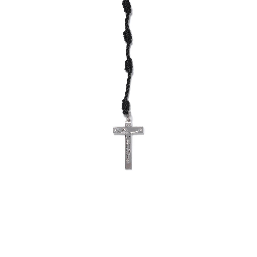 Men Black Scale Jewelry | Rosario Necklace Silver