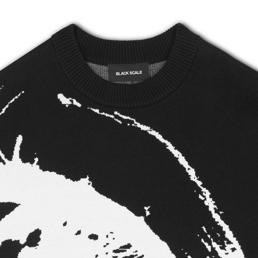 Men Black Scale Sweatshirts | Out Of Sight Jacquard Sweater Black