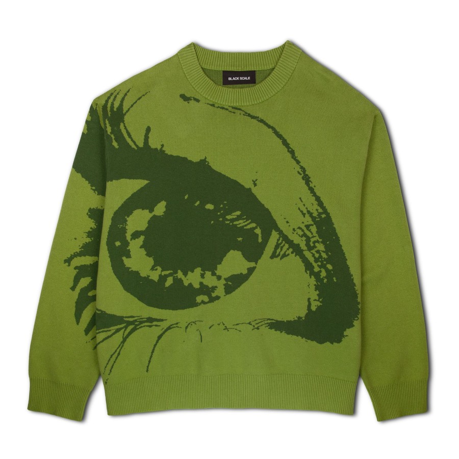 Men Black Scale Sweatshirts | Out Of Sight Jacquard Sweater Wasabi