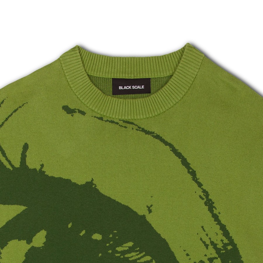 Men Black Scale Sweatshirts | Out Of Sight Jacquard Sweater Wasabi