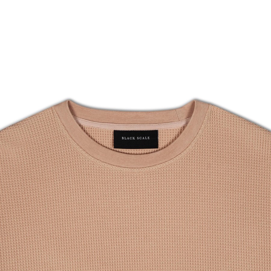 Men Black Scale Shirts & Tops | Waffle Knit L/S Thermal Clay